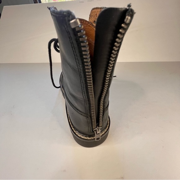 Madewell Patti Black Leather Boots Women’s 5.5 Lace-up Combat Moto Zipper - Picture 9 of 9